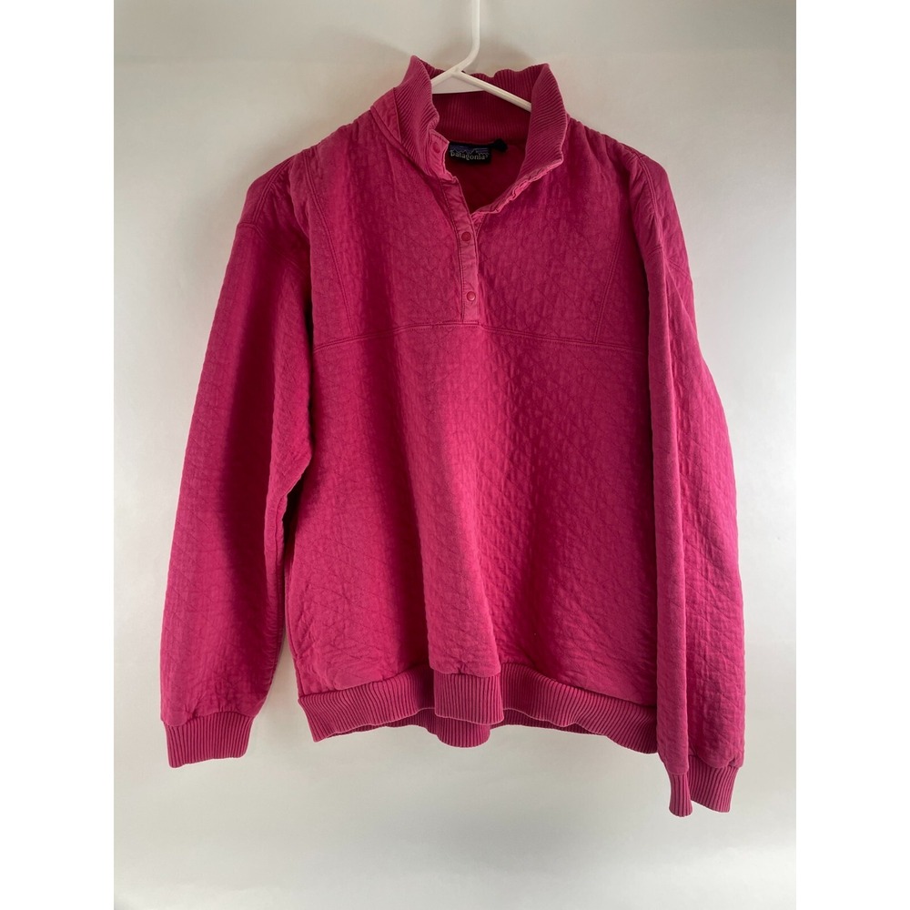 Patagonia Sweater Women's Size 12 Pink Pullover Collared 1/3 Snaps Long Sleeve